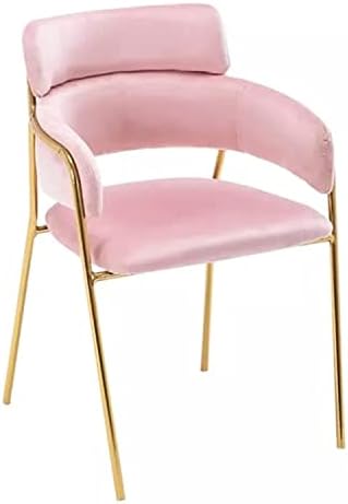 Comfynest- Fancy Light Luxury Style Golden Metal Leg Chair For Living Room Dressing Table Restaurant And Dining chair (Pink)