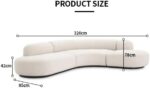 Comyfnest Fabric Sofa Round Living Room White Sofa Set Curved 6 Seat Big Couch