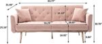 Light Luxury Velvet Convertible Modern Sofa Cum Bed (Baby Pink)