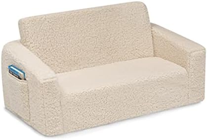 Delta Children Cozee Flip-Out Sherpa 2-in-1 Convertible Sofa to Lounger for Kids,