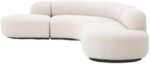 Comyfnest Fabric Sofa Round Living Room White Sofa Set Curved 6 Seat Big Couch