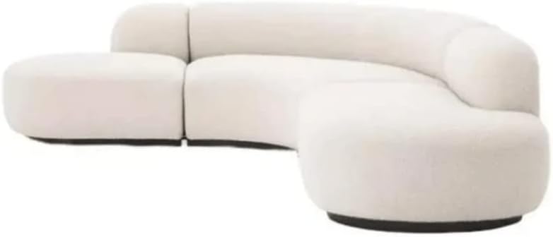 Comyfnest Fabric Sofa Round Living Room White Sofa Set Curved 6 Seat Big Couch