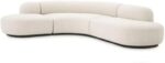 Comyfnest Fabric Sofa Round Living Room White Sofa Set Curved 6 Seat Big Couch