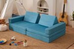 Comfynest Kids Couch 8PCS Large Size, Floor Sofa Modular Funiture for Kids Adults, Playhouse Play Set for Toddlers Babies, Modular Foam Play Couch Indoor Outdoor (33"x66"x21.85", lightblue)