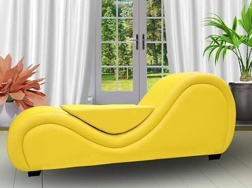 Comfynest S-Shape Love Sofa Modern Loveseats Yoga Chaise lounge With Center cushion Love Chair (Yellow)