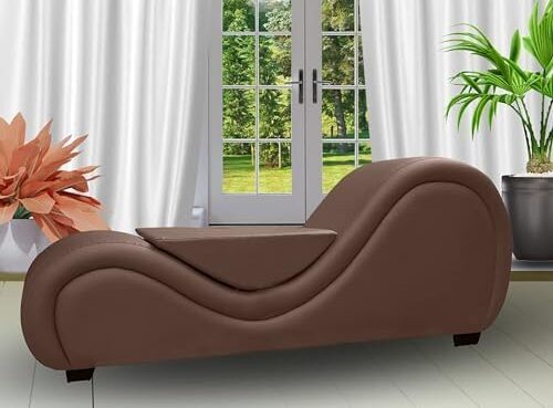 Comfynest S-Shape Love Sofa Modern Loveseats Yoga Chaise lounge With Center cushion Love Chair (Brown)