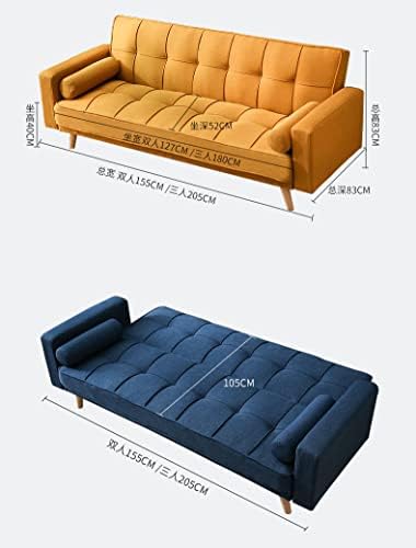 Light luxury fabric sofa bed sectional Furniture with square ottoman (Blue)