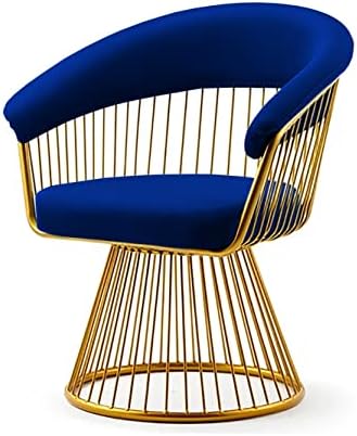 Comfynest - Swivel Rotating Arm Chair Velvet Golden Metallic Rotating Chair (Blue)