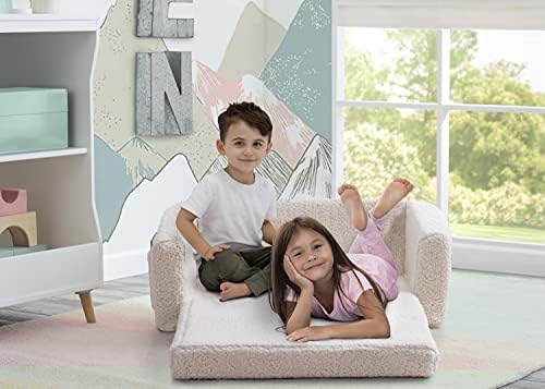 Delta Children Cozee Flip-Out Sherpa 2-in-1 Convertible Sofa to Lounger for Kids,