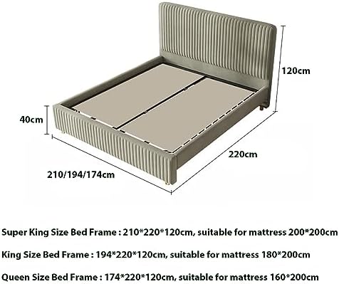 Comfynest Bed Frame Upholstered Velvet King Queen Size Floating Wood Bed Base Bedroom Furniture (174 * 220cm Bed Frame)