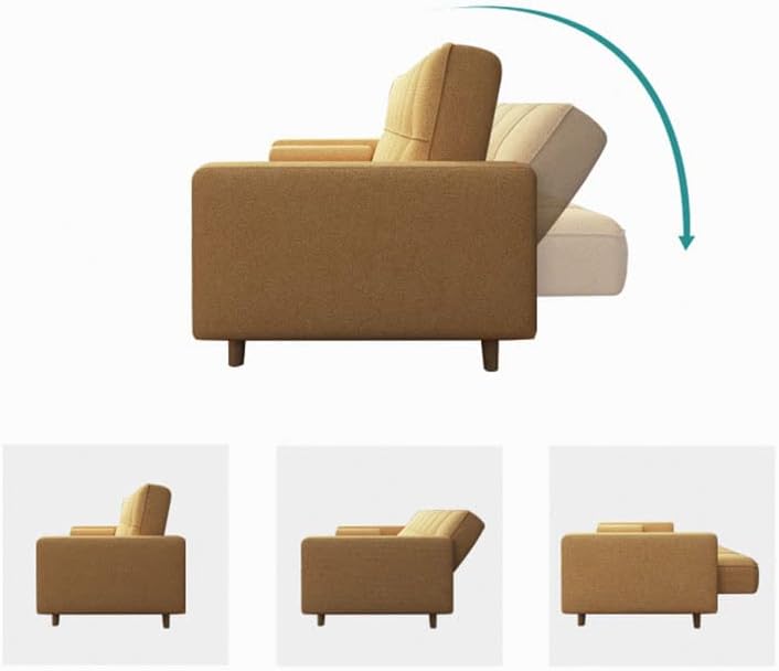 Light luxury fabric sofa bed sectional Furniture with square ottoman (Blue)