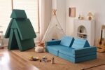 Comfynest Kids Couch 8PCS Large Size, Floor Sofa Modular Funiture for Kids Adults, Playhouse Play Set for Toddlers Babies, Modular Foam Play Couch Indoor Outdoor (33"x66"x21.85", lightblue)