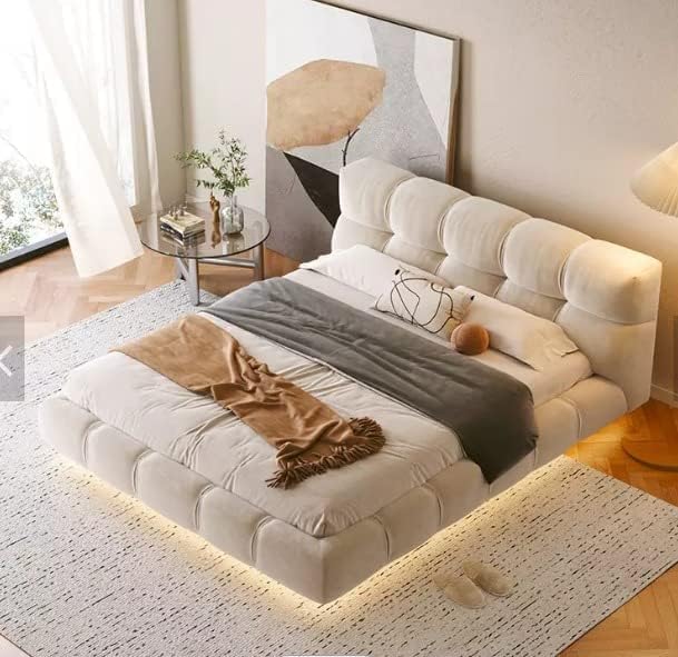 Comyfnest Cloud Style Luxury King Size Fabric Bed with Medical Mattress