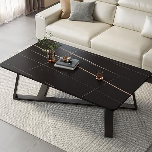 Coffee Table Small Square Coffee Tables Simple Modern Center Table for Living Room Home Office, Square Center Tables Living Room, Sturdy and Easy Assembly (Color  Black)