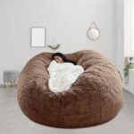 Large Circular Thickened Sponge Ball Sofa, Soft Fluffy Comfortable Velvet Sofa, Living Room Bedroom Office Home Decor, Brown