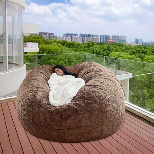 Large Circular Thickened Sponge Ball Sofa, Soft Fluffy Comfortable Velvet Sofa, Living Room Bedroom Office Home Decor, Brown