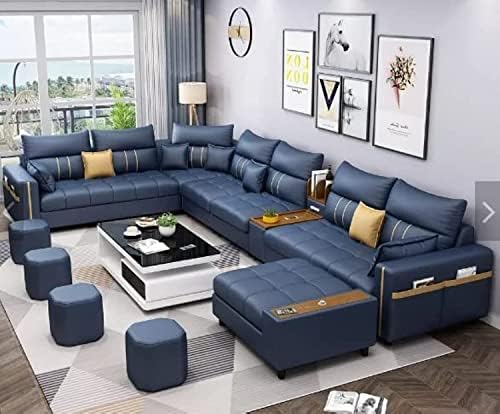 Comyfnest Modern Couch U Shaped Faux leather Living Room Furniture Chaise Lounge Recliner Sectional L Shape Corner Sofa Sets