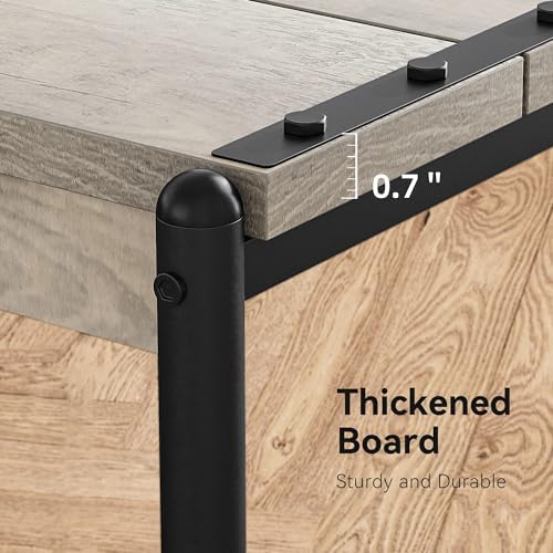 Comfynest Industrial Modern Square End Table, Living Room Sofa Side Table with Shelf Storage, Wood Bedroom Nightstand Furniture, Grey