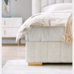 Comfynest HOME DECORATION Maple Home Bed Frame Wood Upholstered Modern Velvet King Queen Size Floating Bed Base Bedroom Furniture Off-White (185 * 218 * 110cm King Size)