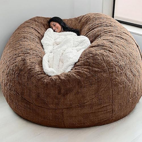 Large Circular Thickened Sponge Ball Sofa, Soft Fluffy Comfortable Velvet Sofa, Living Room Bedroom Office Home Decor, Brown