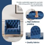 Comfynest Chesterfield 3 Piece Sofa Set, Frosted Velvet Upholstered Button Tufted Sectional Couch with Metal Legs and Rivets Arms, Three-Seat Chair & Loveseat and Single Chair,Living Room FurnitureSets