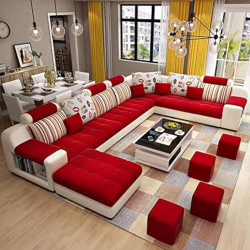 Comyfnest Living Room Sofa - Sofa set - Fashion Fabric Sofa - Combination Set - Cafe Hotel Furniture - Simple Leisure Sofa (red)