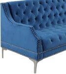 Comfynest Chesterfield 3 Piece Sofa Set, Frosted Velvet Upholstered Button Tufted Sectional Couch with Metal Legs and Rivets Arms, Three-Seat Chair & Loveseat and Single Chair,Living Room FurnitureSets