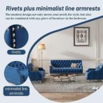 Comfynest Chesterfield 3 Piece Sofa Set, Frosted Velvet Upholstered Button Tufted Sectional Couch with Metal Legs and Rivets Arms, Three-Seat Chair & Loveseat and Single Chair,Living Room FurnitureSets