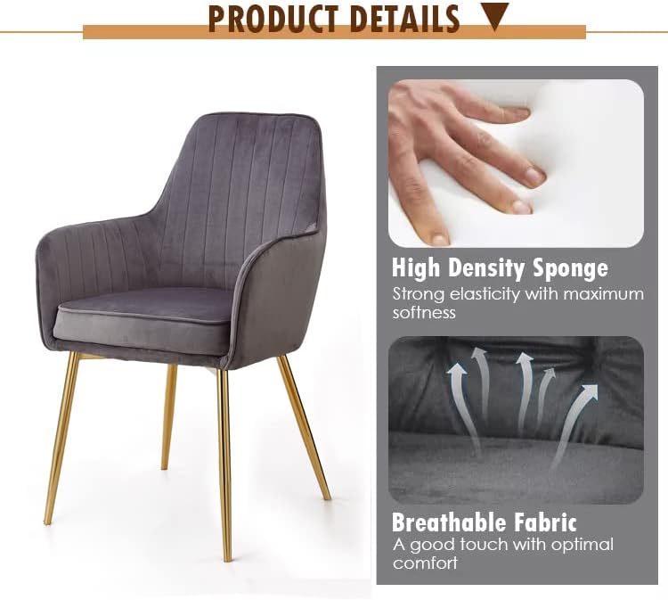 Comfyest Kitchen Chair, Soft Velvet Seat and Back With Thick Seat Cushion Metal Legs Armchairs for Dining Room and Living Room (Brown)