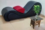 Comfynest S-Shape Love Sofa Modern Loveseats Yoga Chaise lounge With Center cushion Love Chair (Black)