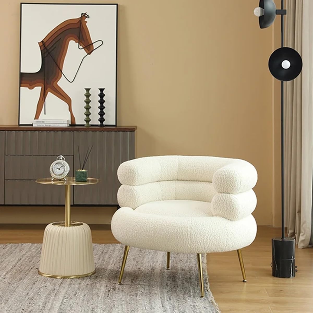 Comfynest U-Form Accent Chair for Stylish Comfort and Modern Living (Light Beige)