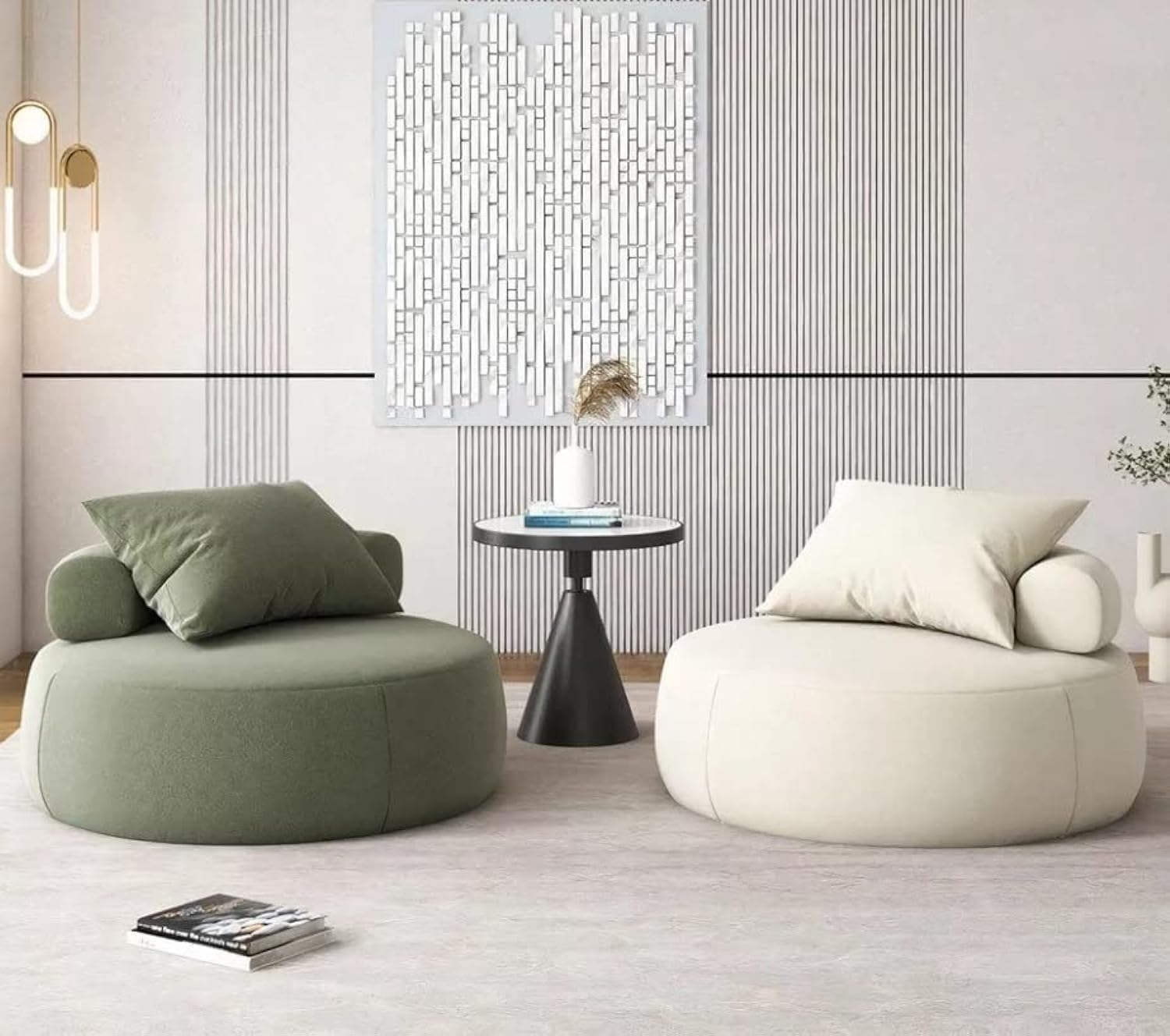 Comfynest Round Shape Single Sofa Chair Set of 2 No Arm Sofa Set For Living Room