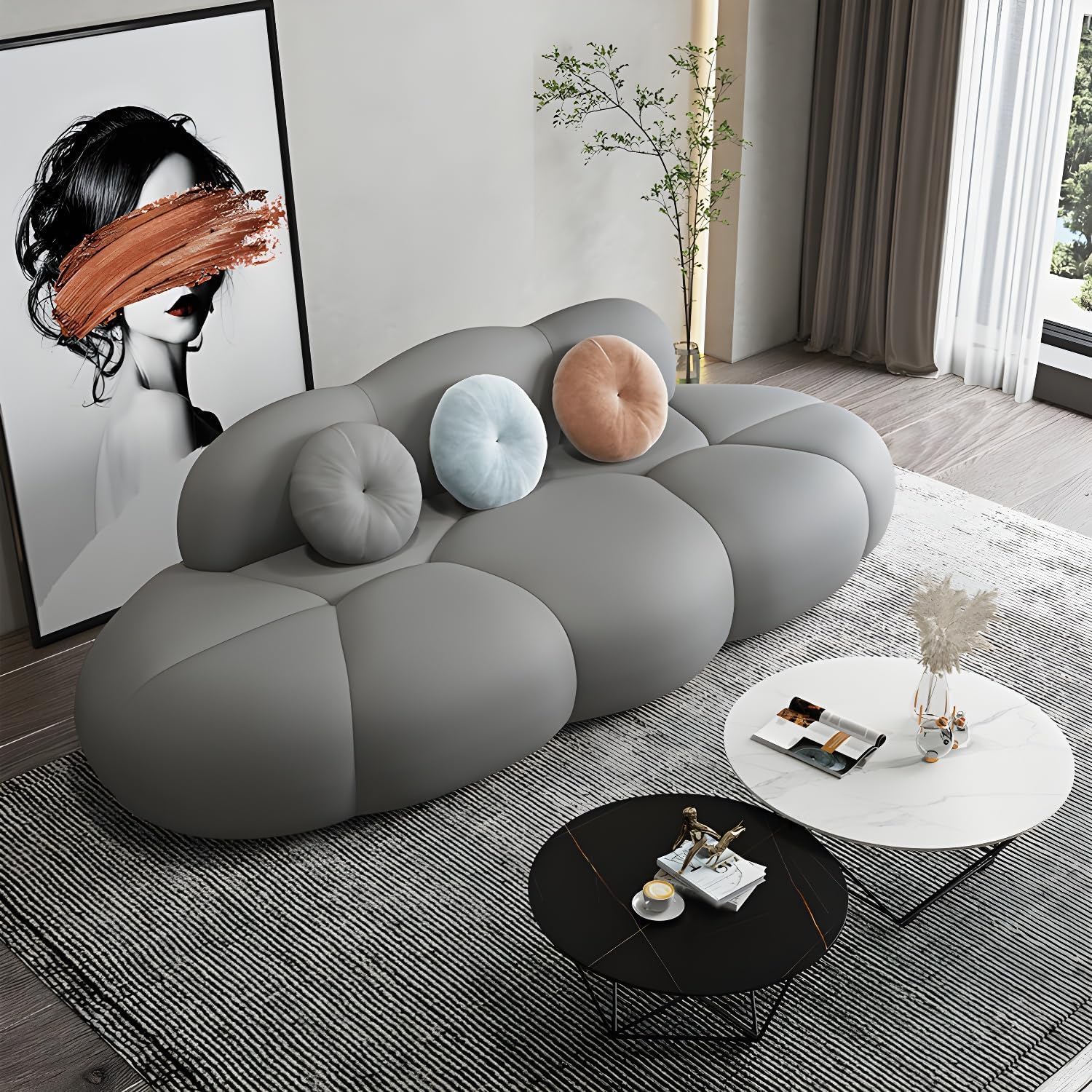 Comfynest Contemporary Armless Sofa Wool Cloud