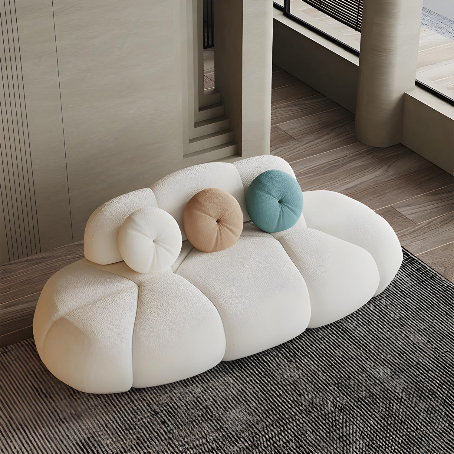 Comfynest Contemporary Armless Sofa Wool Cloud