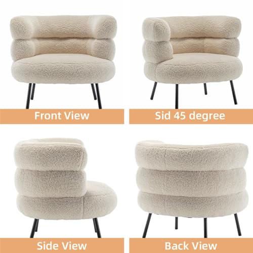 Exclusive Polyester Barrel Chair Sherpa Fabric Accent Chair, Comfy Tufted Upholstered Armchair (White Polyester)