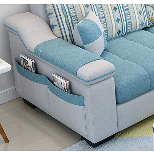L Shape sofa 3 Seat Linen Living Room Sofa Set Home Furniture Modern Design Frame Soft Sponge Shape Home Furniture(Foot ped + 2 cloth stool),F