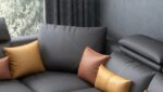 Modern Couch U Shaped Faux leather Living Room Furniture Chaise Lounge Sectional 7 seater sofa Grey