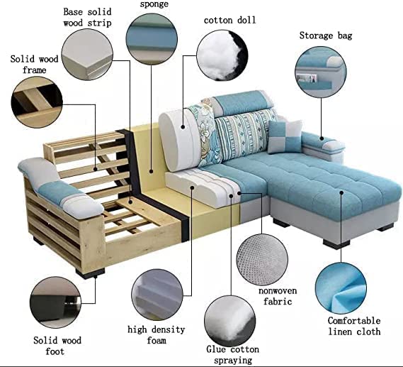 Modular Modern Corner Beds Sectional L shape Sofa Set Furniture Living Room Sofas (grey)