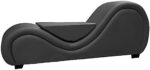 Comfynest S-Shape Love Sofa Modern Loveseats Yoga Chaise lounge With Center cushion Love Chair (Black)