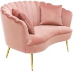 Comfynest Two Seat Living Room Furniture Sofa Modern Pink Velvet Loveseats Sofas Luxury Upholstered