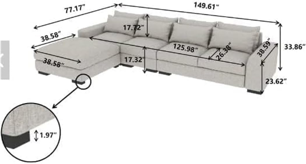 Comfynest L Shape Italian Sofa Modern Sectional Style To Update your living Room