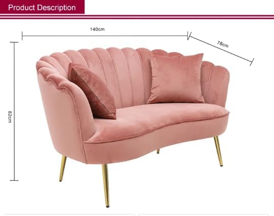 Comfynest Two Seat Living Room Furniture Sofa Modern Pink Velvet Loveseats Sofas Luxury Upholstered