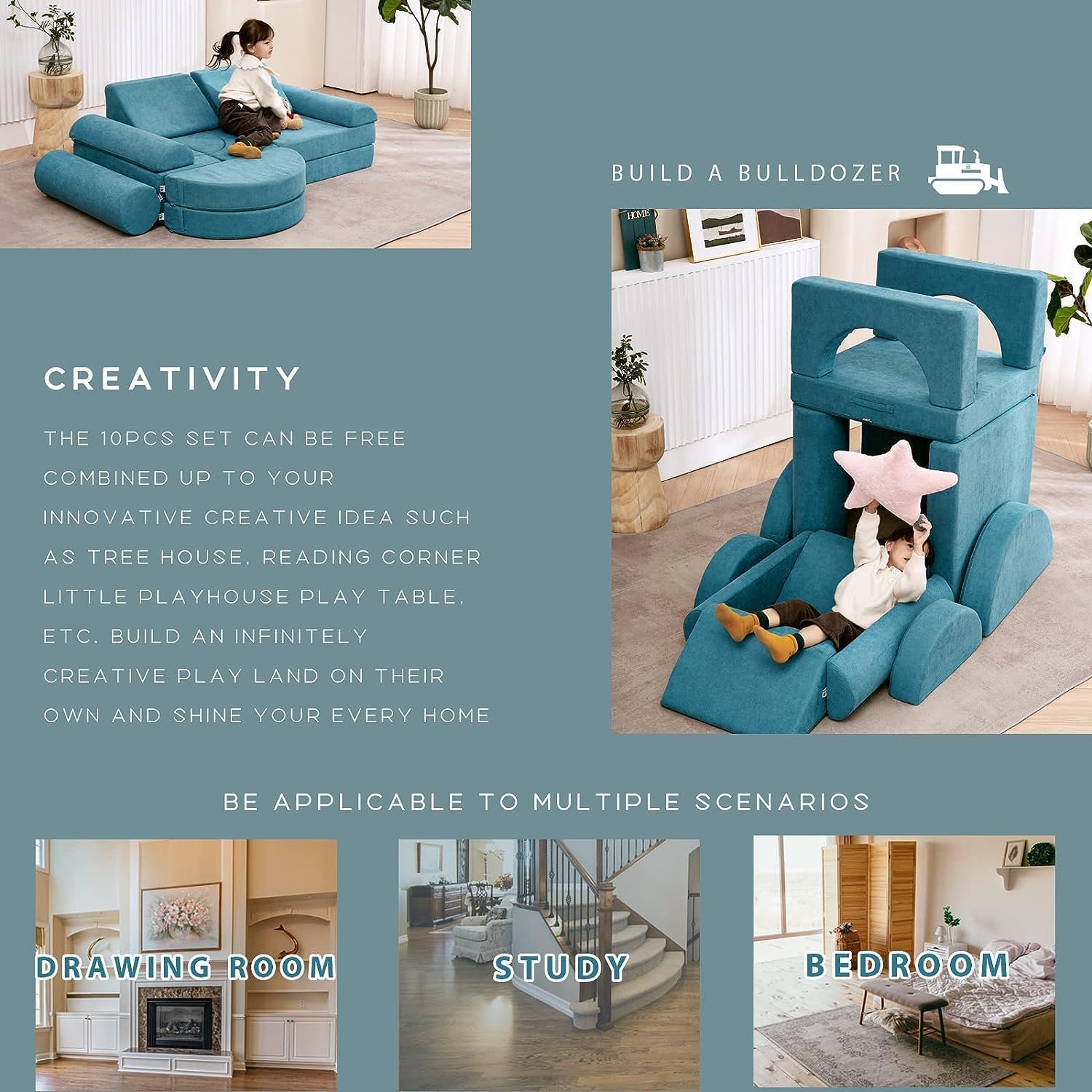 Comfynest 14-Piece Luxurious Kids Couch Playful Comfort for Both Little Ones and Adults