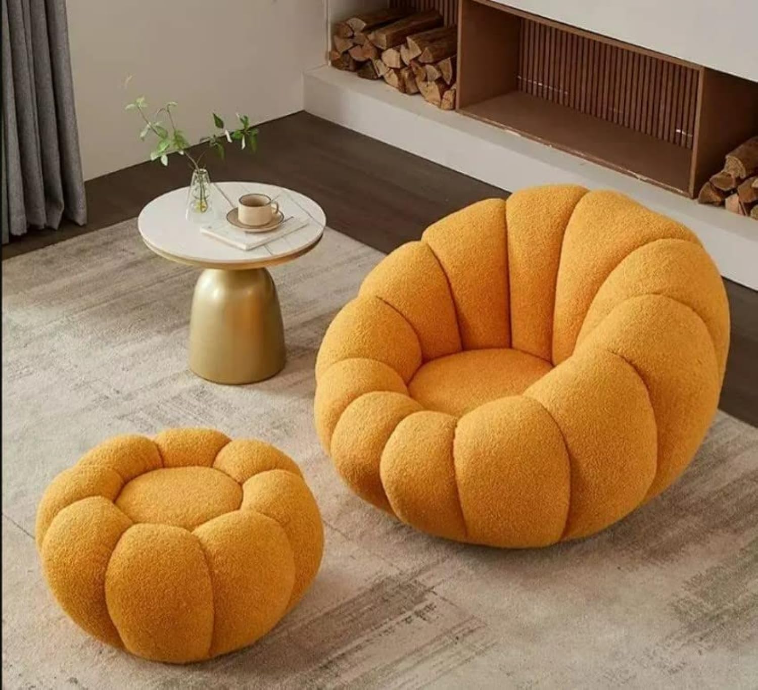 Comfynest Sofa Chair Indoor Pumpkin Shaped Fabric Modern Set Style Living room Furniture lounge chair with ottoman