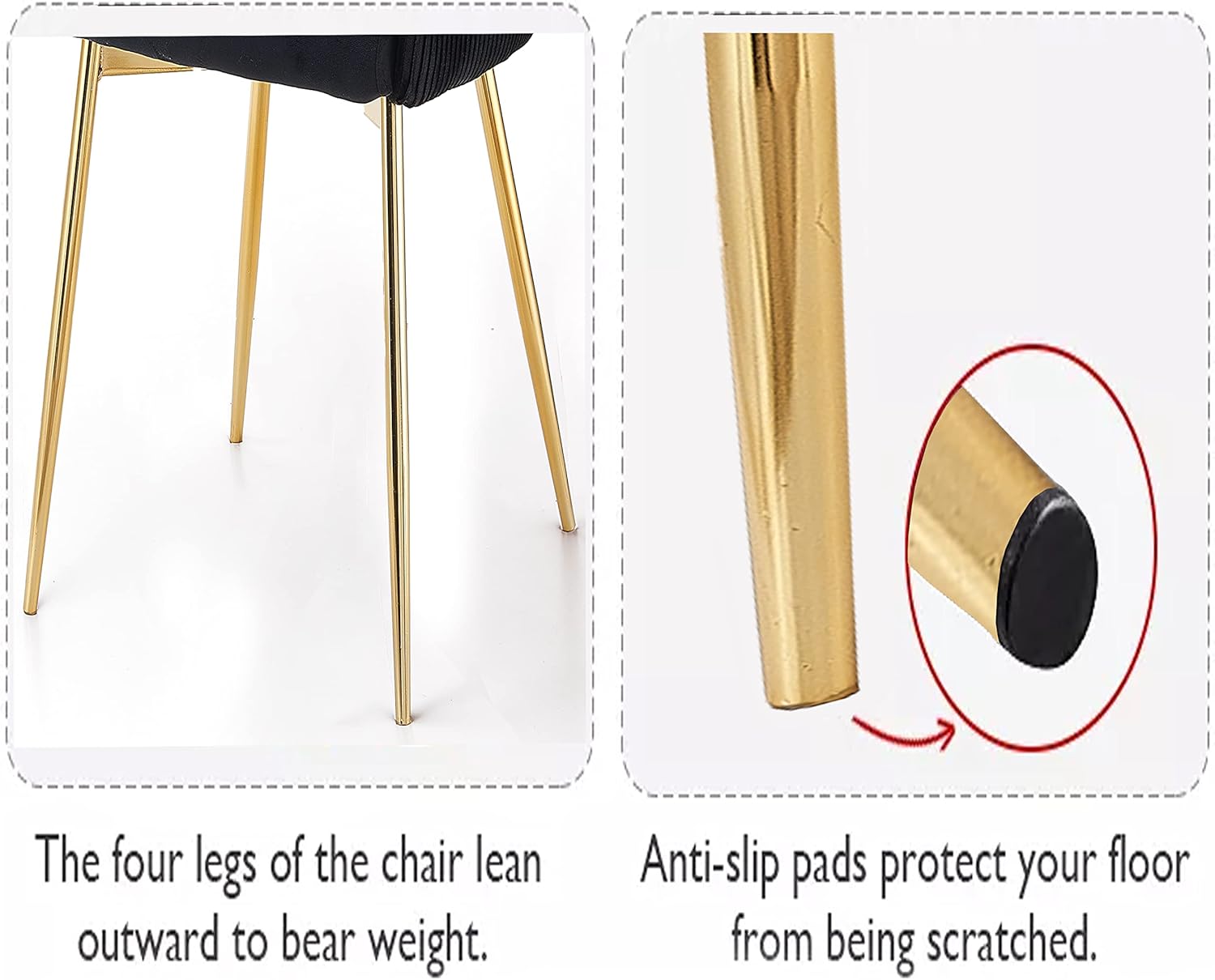 Set of 2 Dining Room Chair with Thick Sponge HIgh Back and Metal Gold Legs For LIving Room Kitchen Room Visitor Chair