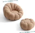 Comfynest Modern Pumpkin Shape Tatami Chair - One Seat Revolving Small Sofa Chair for Bedroom, Balcony, or Living Room