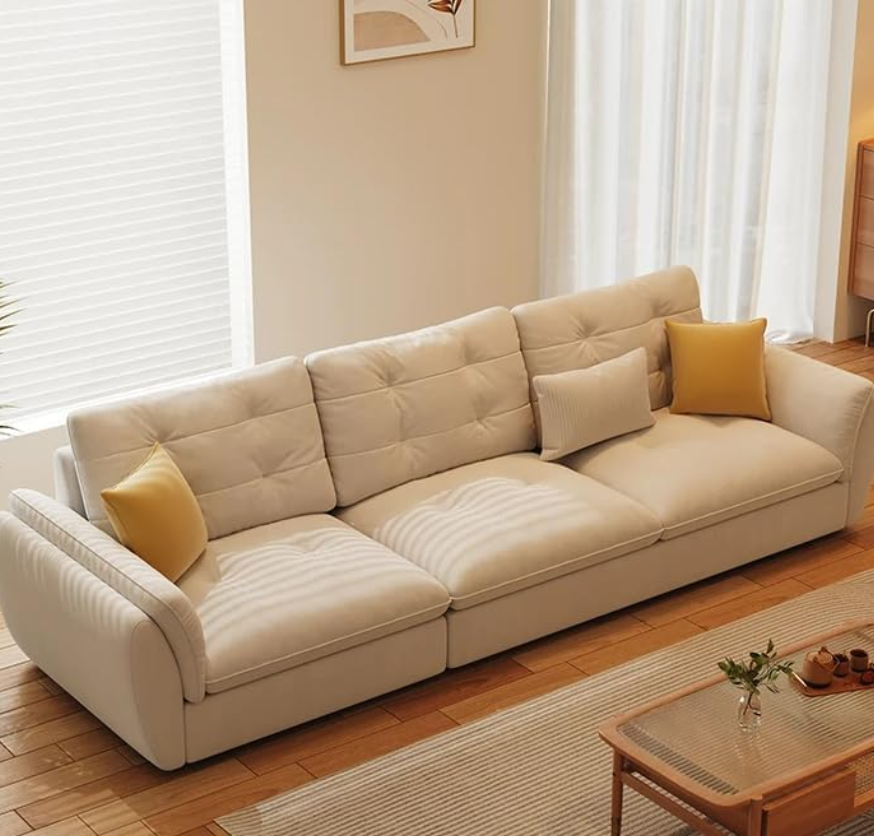 Comfynest Tufted Modern Style Sofa – Comfortable, Anti Cat Scratch, No Assembly Needed