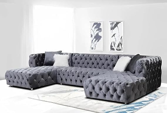 Comfynest U Shape European Style Sofa Set - Luxurious velvet upholstery with space-saving design, perfect for both business and home use