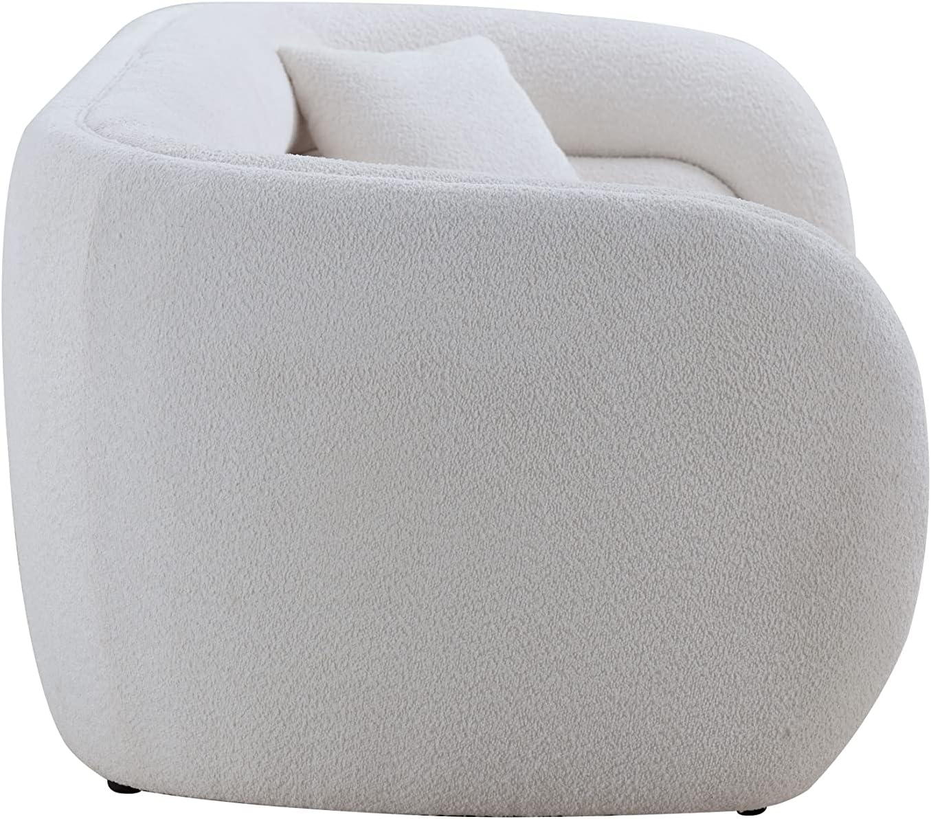 Comfynest Curved Cloud Sofa, Luxury Teddy Fleece Oversized Sectional 3-Seater with 2 Pillows, Minimalist Modular Boucle Fabric Loveseat for Living Room, Office, Dorm, or Salon