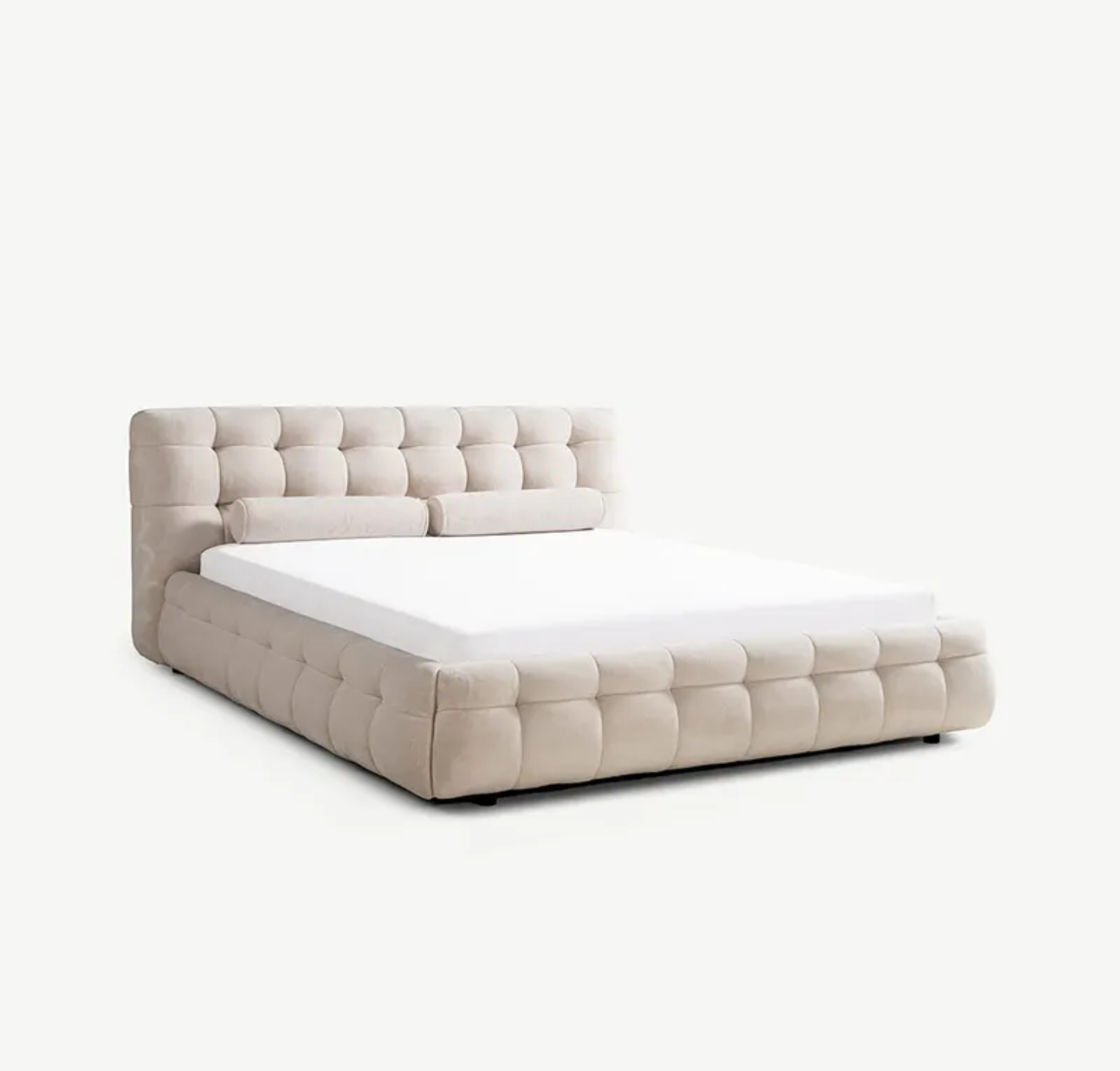 Comfynest Brasilia Queen Bed - Tufted Headboard, Plush Design, Beige, Modern Style, Perfect for Bedroom Décor